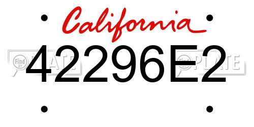 42296E2 California License Plate