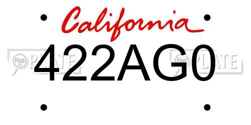 422AG0 California License Plate