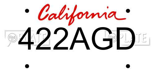 422AGD California License Plate