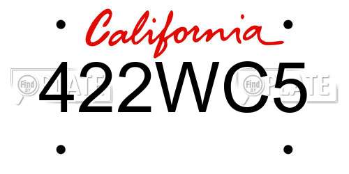 422WC5 California License Plate