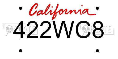 422WC8 California License Plate