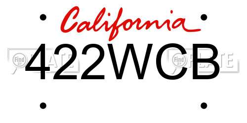 422WCB California License Plate