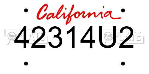 42314U2 California License Plate