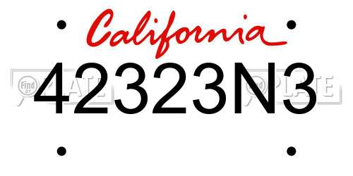 42323N3 California License Plate
