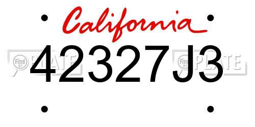 42327J3 California License Plate