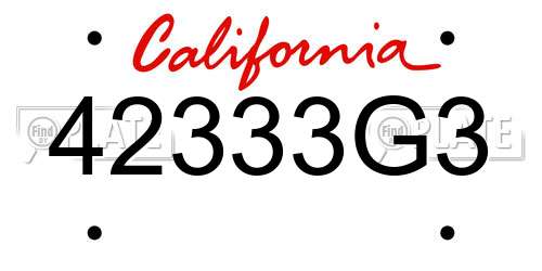42333G3 California License Plate