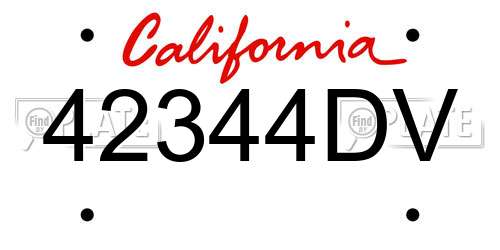42344DV California License Plate