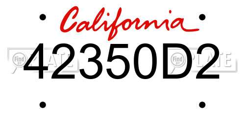 42350D2 California License Plate