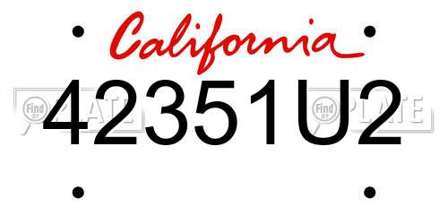 42351U2 California License Plate