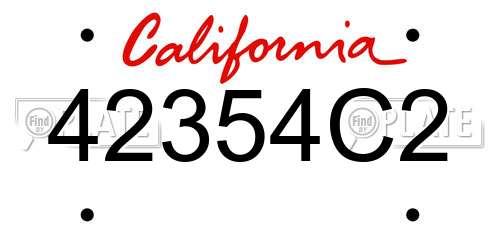 42354C2 California License Plate