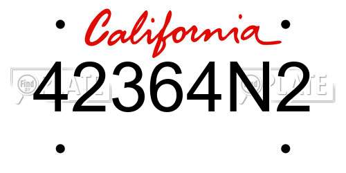 42364N2 California License Plate