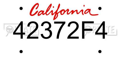42372F4 California License Plate