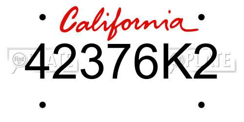 42376K2 California License Plate