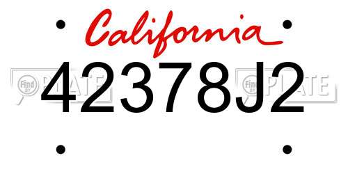 42378J2 California License Plate