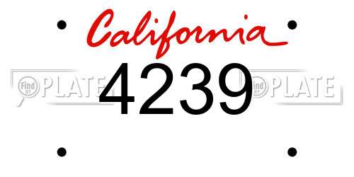 4239 California License Plate