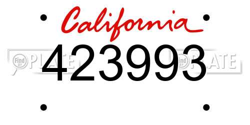 423993 California License Plate