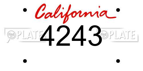 4243 California License Plate