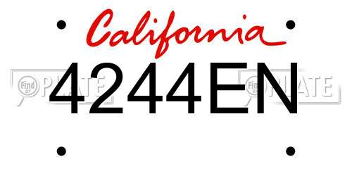 4244EN California License Plate