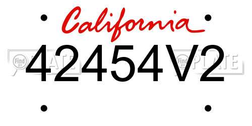 42454V2 California License Plate