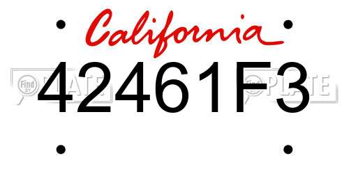 42461F3 California License Plate