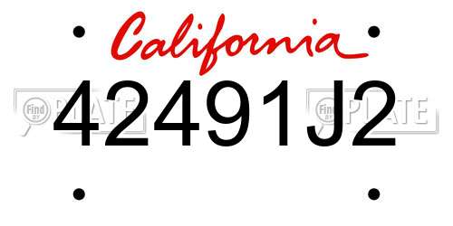42491J2 California License Plate
