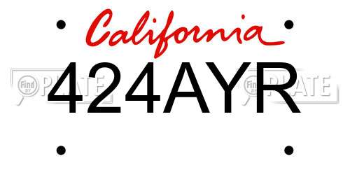 424AYR California License Plate