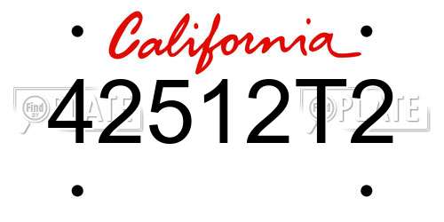 42512T2 California License Plate