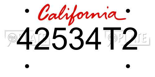 42534T2 California License Plate