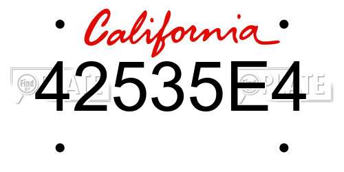 42535E4 California License Plate