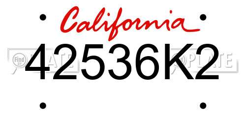 42536K2 California License Plate