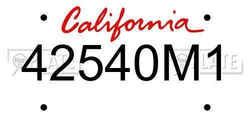 42540M1 California License Plate
