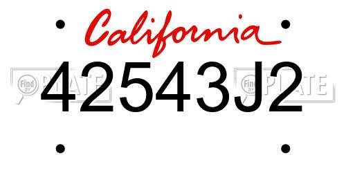 42543J2 California License Plate