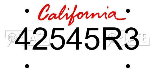 42545R3 California License Plate