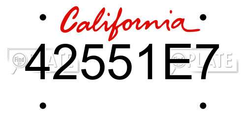 42551E7 California License Plate