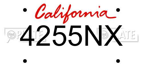4255NX California License Plate