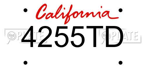 4255TD California License Plate