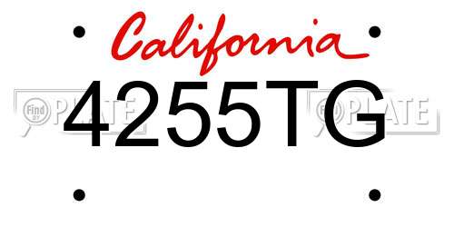 4255TG California License Plate