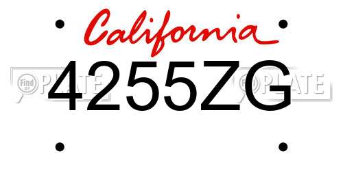 4255ZG California License Plate