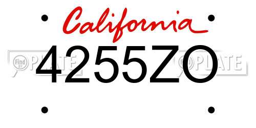 4255ZO California License Plate