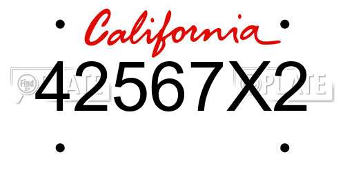 42567X2 California License Plate