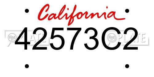 42573C2 California License Plate