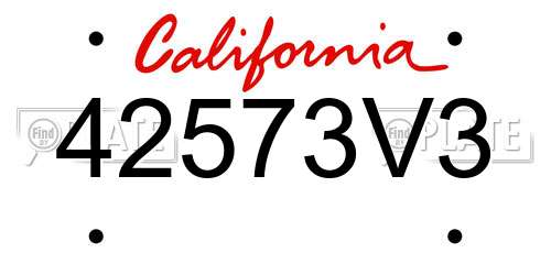 42573V3 California License Plate