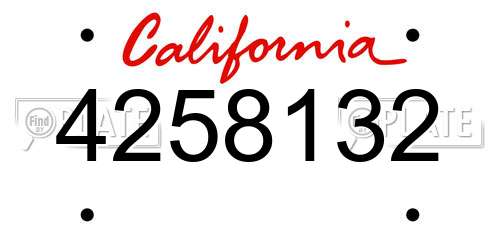 4258132 California License Plate