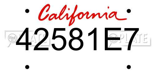 42581E7 California License Plate
