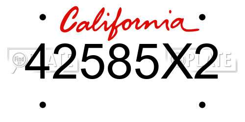 42585X2 California License Plate