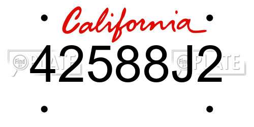 42588J2 California License Plate