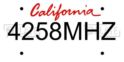 4258MHZ California License Plate