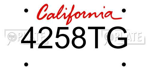 4258TG California License Plate