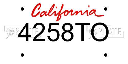 4258TO California License Plate