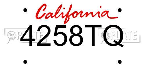 4258TQ California License Plate